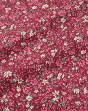 Теплый хлопок "Розовый сад на бордово-малиновом", ш.1.45м, хлопок-100%, 140гр/м.кв