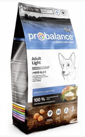 ProBalance ADULT LIGHTсухой корм для собак с нормальной активностью Курица 3кг