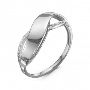 Кольцо посеребрение "Изгиб" 20-07753, цвет белый в серебре 18,5 р-р