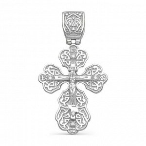 Подвеска посеребрение "Православный крест" 59-04930, цвет белый в серебре