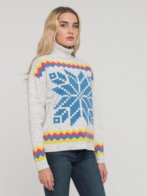 Свитер женский BY212-40104   31/207/1147/20820 молоко/цитрус/гжель/бутон розы