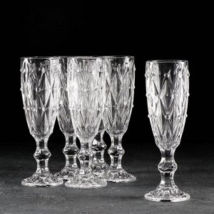 Набор бокалов стеклянных для шампанского «Афродита», 160 мл, 6x19,5 см, 6 шт