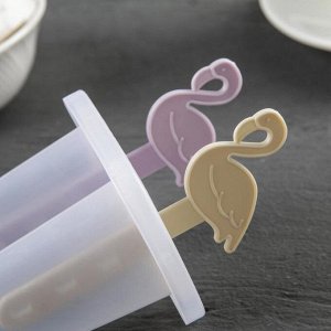 Форма для мороженого «Фламинго», 7,5x6x15 см, 2 ячейки, цвет МИКС