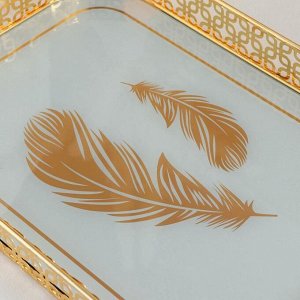 Подставка для десертов «Перья», 54х30,5х5,7 см, цвет металла золотой