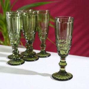 Набор бокалов для шампанского Magistro «Ла-Манш», 160 мл, 7?20 см, 6 шт, цвет зелёный