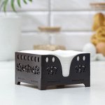 Салфетница деревянная «Мокко», 12,3x12,3 см, с салфетками, цвет шоколадный