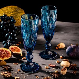 Набор бокалов для шампанского Magistro «Круиз», 160 мл, 7?20 см, 2 шт, цвет синий