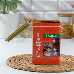 Банка для сыпучих продуктов «Кофе узор»,12?7,8?18,5 см, с бугельным замком