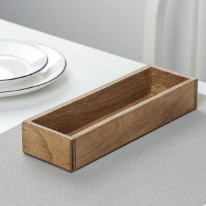 Лоток деревянный для подачи столовых приборов Доляна, 25x8x4 см, коричневый