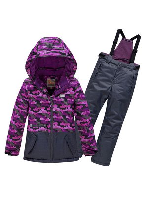 Горнолыжный костюм Valianly для девочки темно-фиолетового цвета 9016TF