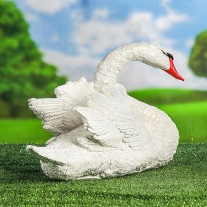 Садовая фигура "Лебедь", белый цвет, 26 см