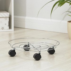 Подставка для цветов на колёсиках Доляна, 32х32х10 см, цвет хром