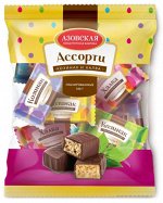 Конфеты АЗОВ Ассорти козинак и халва глазированные 350г (1х12шт) (#8) Россия  (шк 2845)