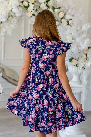 Платье женское из кулирки Люси розовые розы