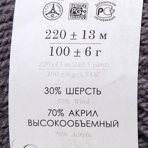 Пряжа "Народная" 30% шерсть, 70% акрил объёмный 220м/100гр (393-Св.моренго)