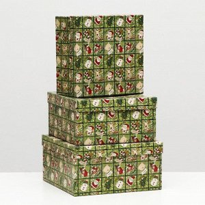 Набор коробок 3 в 1 "Рождественский переполох", 25,5 х 25,5 х 13 - 21,5 х 21,5 х 11 см