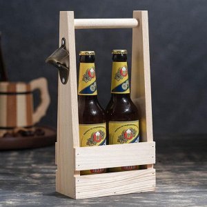 Ящик для пива 15,5х9х33см см под 2 бутылки, натуральный