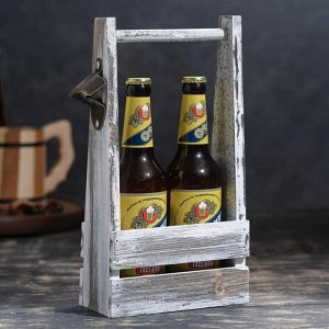 Ящик для пива 15,5х9х33см см под 2 бутылки, состаренный