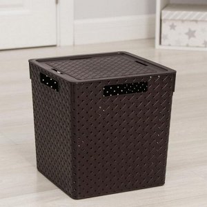 Коробка для хранения «Береста», 23 л, квадратная, с крышкой, цвет венге