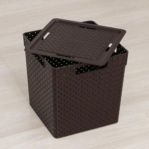 Коробка для хранения «Береста», 23 л, квадратная, с крышкой, цвет венге