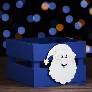 Кашпо деревянное «Дед мороз», синий, 13 х 13 х 9 см