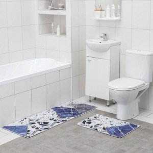 Набор ковриков для ванны и туалета Доляна «Камень», 2 шт: 45?120 см, 40?60 см