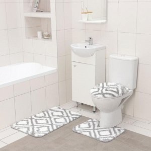 Набор ковриков для ванны и туалета Доляна «Пушистик», 3 шт: 50?80 см, 50?40 см, 31?43 см