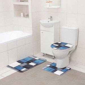 Набор ковриков для ванны и туалета Доляна «Палитра», 3 шт: 50x80 см, 50x40 см, 31x43 см