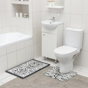 Набор ковриков для ванной и туалета SAVANNA «Зебра», 2 шт: 50?80 см, 40?50 см