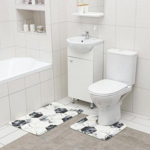 Набор ковриков для ванной и туалета SAVANNA «Мраморные грани», 2 шт: 50?80 см, 40?50 см