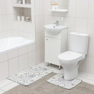 Набор ковриков для ванной и туалета SAVANNA «Мозаика», 2 шт: 50*80 см, 40*50 см
