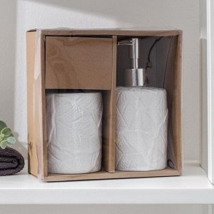 Набор аксессуаров для ванной комнаты «Мезо», 2 предмета (дозатор для мыла, стакан), цвет белый