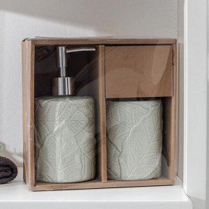 Набор аксессуаров для ванной комнаты «Мезо», 2 предмета (дозатор для мыла, стакан), цвет серый