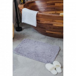 Коврик для ванной прямоугольный Доляна «Пушистик», 50x80 см, цвет серый