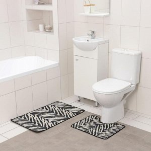 Набор ковриков для ванны и туалета  «Зебра», 2 шт: 50?80 см, 50?40 см