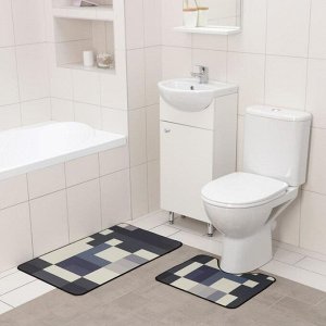 Набор ковриков для ванны и туалета Доляна «Палитра», 2 шт: 50x80 см, 50x40 см