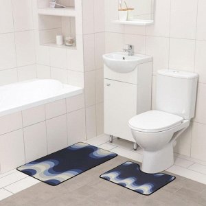 Набор ковриков для ванны и туалета Доляна «Иллюзия», 2 шт: 50?80 см, 50?40 см