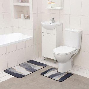 Набор ковриков для ванны и туалета Доляна «Вега», 2 шт: 50?80 см, 50?40 см