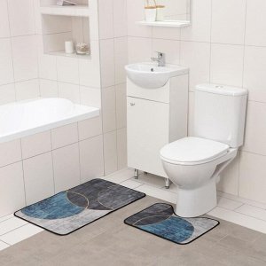 Набор ковриков для ванны и туалета Доляна «Мени», 2 шт: 50x80 см, 50x40 см
