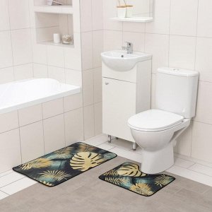 Набор ковриков для ванны и туалета Доляна «Тропический лес», 2 шт: 50?80 см, 50?40 см