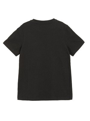 Футболка Черная футболка для мальчика. Окантовка горловины выполнена из трикотажной резинки. На груди оригинальный принт. Благодаря качественному составу с высоким содержанием хлопка, футболка мягкая 
