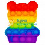 Сенсорная игрушка - антистресс Залипательные пузырьки Радужный Мишка
