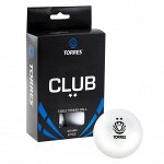 Мяч для наст.тенниса Torres Club 2 диам.40мм, 6шт/упак