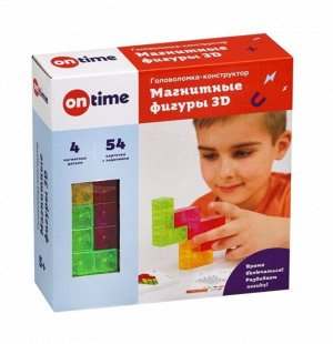 OnTime. Головоломка-конструктор "Магнитные фигуры 3D" 4 дет. 54 задания арт.45023