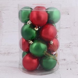 Набор шаров пластик d-5,5 см, 16 шт "Глянец" красный и зелёный