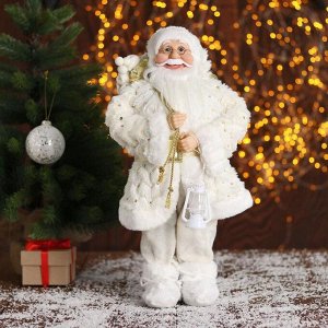 Дед Мороз "В белой шубке, с подарками" 45 см