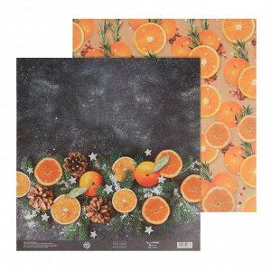 Бумага для скрапбукинга «Апельсинки», 30,5 x 32 см, 180 г/м