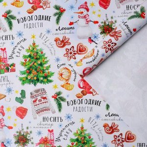 Упаковочная бумага «Новогодние радости», 70*100 см, глянцевая