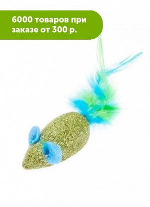Игрушка для кошек Мышь из мяты ушки+перья разноцветные Ambar
