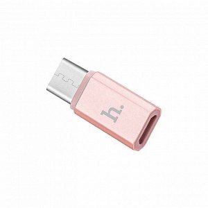 Переходник HOCO c MicroUSB на Type C розовое золото